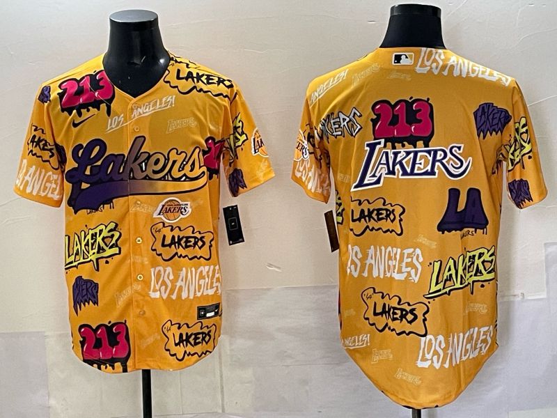 Men 2025 Los Angeles Lakers Blank Yellow NBA Nike jersey 09